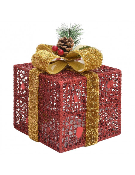 Scatole Regalo Decorative Natale 3pz Rosse da Esterno Interni