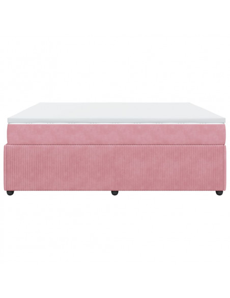 Giroletto a Molle con Materasso Rosa 180x200 cm in Velluto