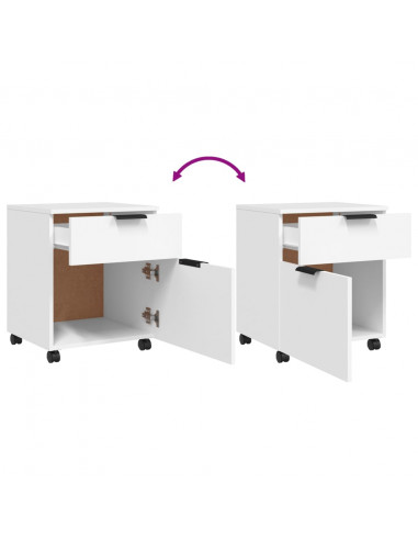 Schedario con Ruote Bianco 45x38x54 cm Legno Multistrato