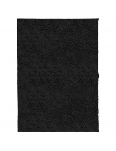 Tappeto Shaggy a Pelo Lungo Moderno Nero 140x200 cm