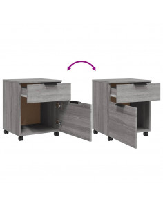 Schedario con Ruote Grigio Sonoma 45x38x54 cm Legno Multistrato 2