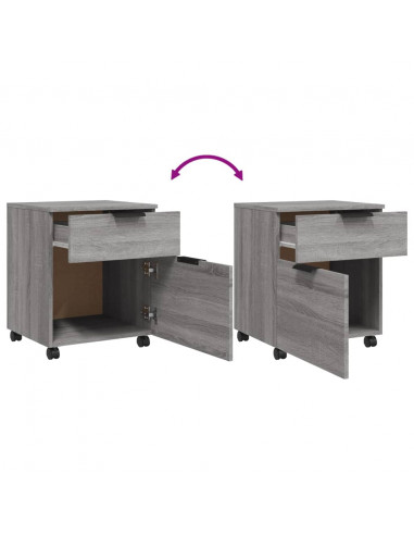 Schedario con Ruote Grigio Sonoma 45x38x54 cm Legno Multistrato