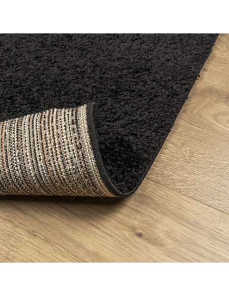Tappeto Shaggy a Pelo Lungo Moderno Nero 140x200 cm
