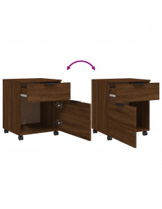 Schedario con Ruote Marrone Rovere 45x38x54cm Legno Multistrato 2