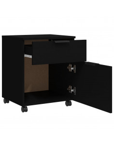 Schedario con Ruote Nero 45x38x54 cm in Legno Multistrato