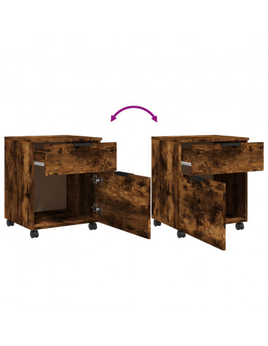 Schedario con Ruote Rovere Fumo 45x38x54 cm Legno Multistrato