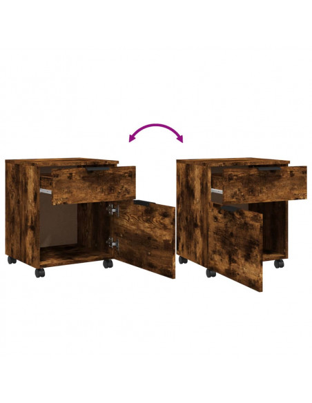 Schedario con Ruote Rovere Fumo 45x38x54 cm Legno Multistrato
