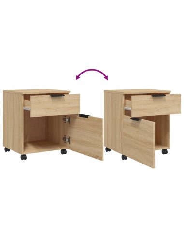 Schedario con Ruote Rovere Sonoma 45x38x54 cm Legno Multistrato