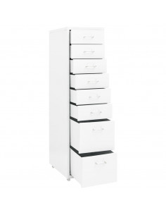 Schedario Mobile Bianco 28x41x109 cm in Metallo