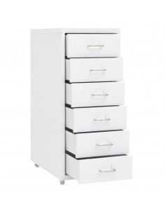 Schedario Mobile Bianco 28x41x69 cm in Metallo