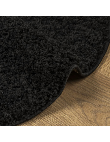 Tappeto Shaggy a Pelo Lungo Moderno Nero Ø 280 cm