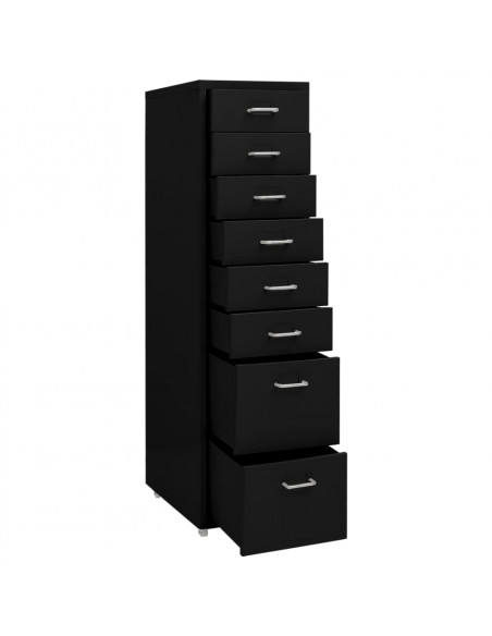 Schedario Mobile Nero 28x41x109 cm in Metallo