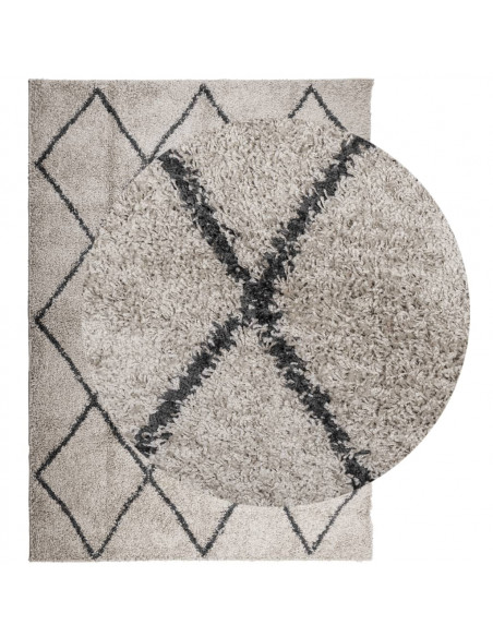 Tappeto Shaggy a Pelo Lungo Moderno Beige e Antracite 240x340cm