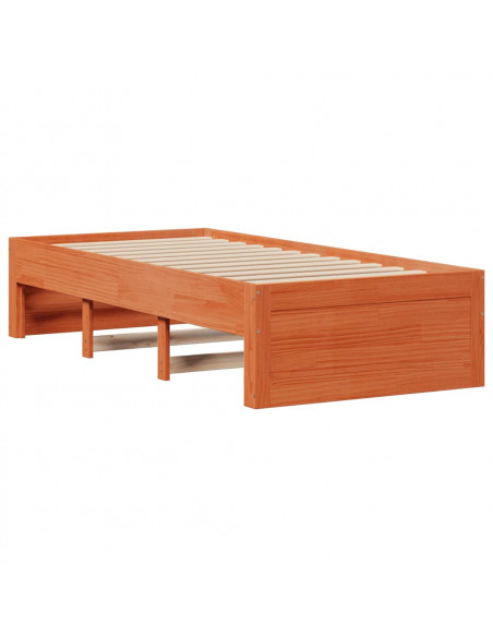Letto Libreria senza Materasso Marrone Cera 100x200 cm in Pino