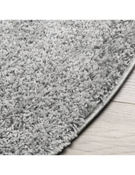 Tappeto Shaggy a Pelo Lungo Moderno Grigio Ø 80 cm
