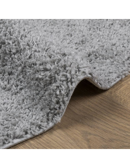 Tappeto Shaggy a Pelo Lungo Moderno Grigio Ø 80 cm