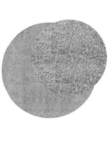 Tappeto Shaggy a Pelo Lungo Moderno Grigio Ø 120 cm