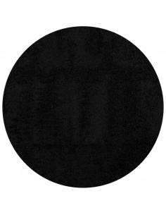 Tappeto Shaggy a Pelo Lungo Moderno Nero Ø 240 cm