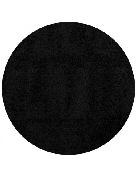 Tappeto Shaggy a Pelo Lungo Moderno Nero Ø 240 cm
