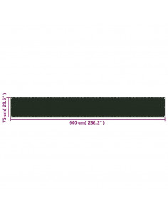 Schermo Frangivista per Balcone Verde Scuro 75x600 cm in HDPE