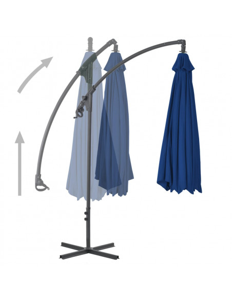 Ombrellone a Sbalzo con Palo in Acciaio 250x250 cm Azzurro