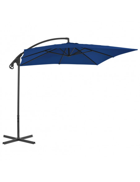 Ombrellone a Sbalzo con Palo in Acciaio 250x250 cm Azzurro