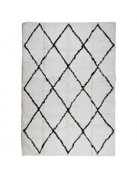 Tappeto Shaggy a Pelo Lungo Moderno Crema e Nero 120x170 cm