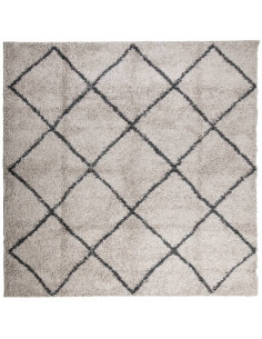 Tappeto Shaggy a Pelo Lungo Moderno Beige e Antracite 120x120cm