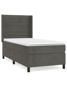 Giroletto a Molle con Materasso Grigio Scuro 100x200 cm Velluto 2