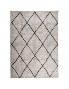 Tappeto Shaggy a Pelo Lungo Moderno Beige e Antracite 200x280cm