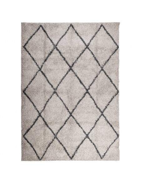 Tappeto Shaggy a Pelo Lungo Moderno Beige e Antracite 200x280cm