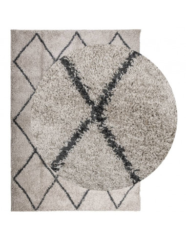 Tappeto Shaggy a Pelo Lungo Moderno Beige e Antracite 200x280cm