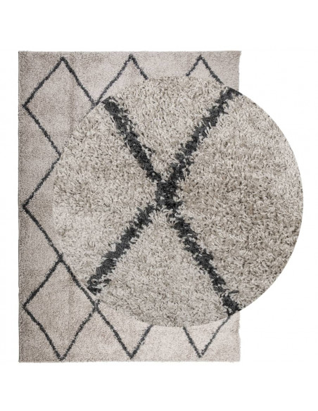 Tappeto Shaggy a Pelo Lungo Moderno Beige e Antracite 200x280cm