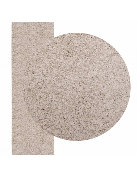 Tappeto Shaggy a Pelo Lungo Moderno Beige 80x250 cm