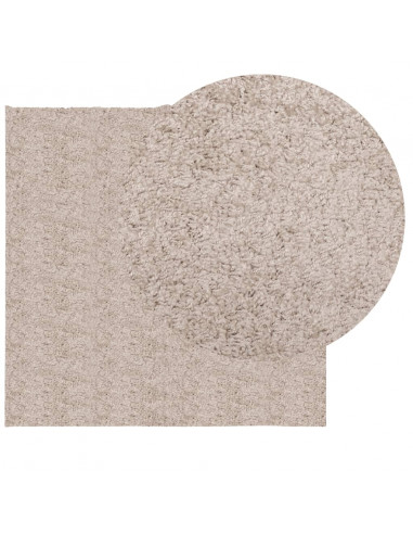 Tappeto Shaggy a Pelo Lungo Moderno Beige 160x160 cm