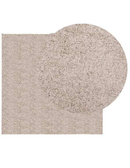 Tappeto Shaggy a Pelo Lungo Moderno Beige 160x160 cm