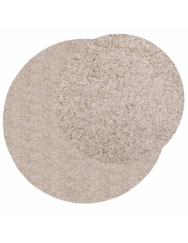 Tappeto Shaggy a Pelo Lungo Moderno Beige Ø 80 cm