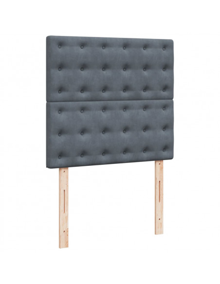 Giroletto a Molle con Materasso Grigio Scuro 90x200 cm Velluto