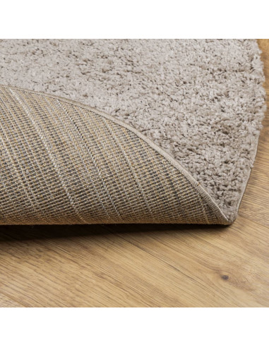 Tappeto Shaggy a Pelo Lungo Moderno Beige Ø 80 cm
