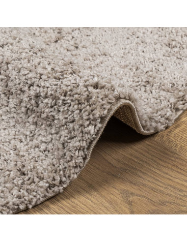 Tappeto Shaggy a Pelo Lungo Moderno Beige Ø 80 cm