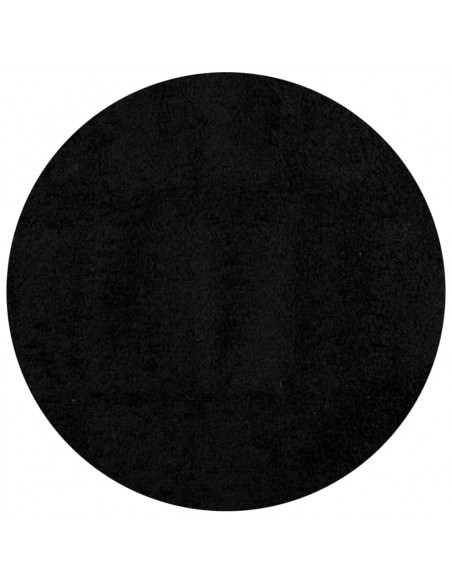 Tappeto Shaggy a Pelo Lungo Moderno Nero Ø 120 cm