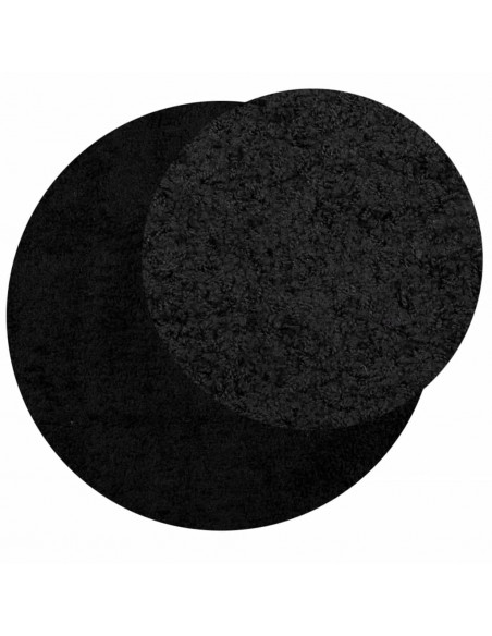 Tappeto Shaggy a Pelo Lungo Moderno Nero Ø 120 cm