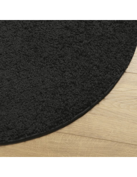Tappeto Shaggy a Pelo Lungo Moderno Nero Ø 120 cm