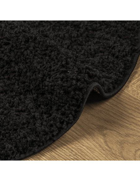 Tappeto Shaggy a Pelo Lungo Moderno Nero Ø 120 cm