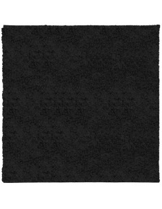 Tappeto Shaggy a Pelo Lungo Moderno Nero 160x160 cm
