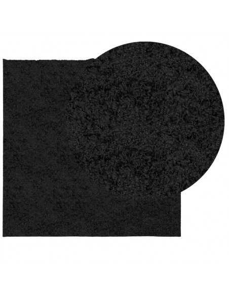 Tappeto Shaggy a Pelo Lungo Moderno Nero 160x160 cm