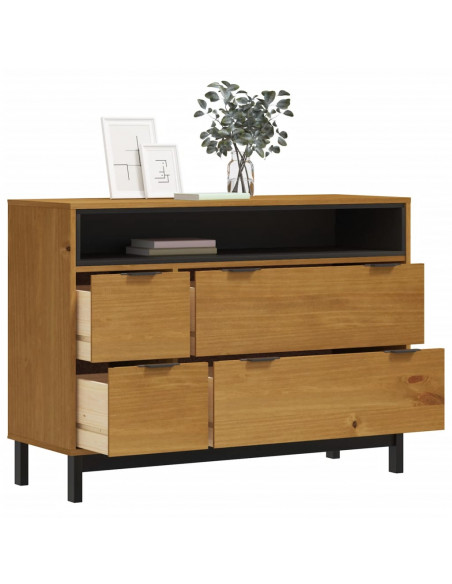 Cassettiera FLAM 110x40x80 cm in Legno Massello di Pino