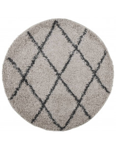 Tappeto Shaggy a Pelo Lungo Beige e Antracite Ø 120 cm