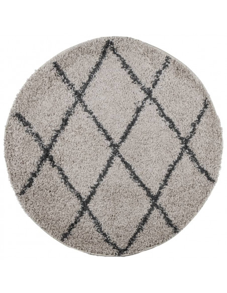 Tappeto Shaggy a Pelo Lungo Beige e Antracite Ø 120 cm