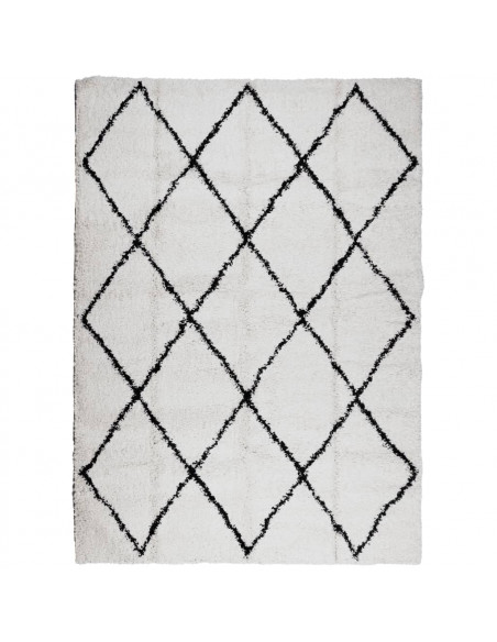 Tappeto Shaggy a Pelo Lungo Moderno Crema e Nero 200x280 cm